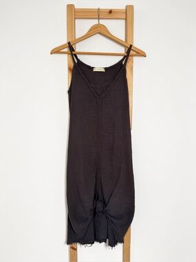 Stark X Charcoal Cotton Gauze Slip Dress Knotted Hem Tank Dress XS